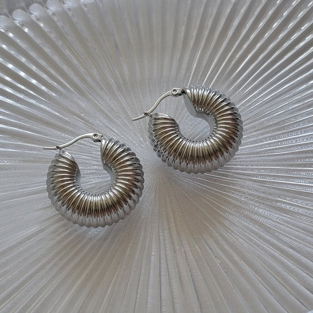Silver Chunky Tarnish Resistant Earrings